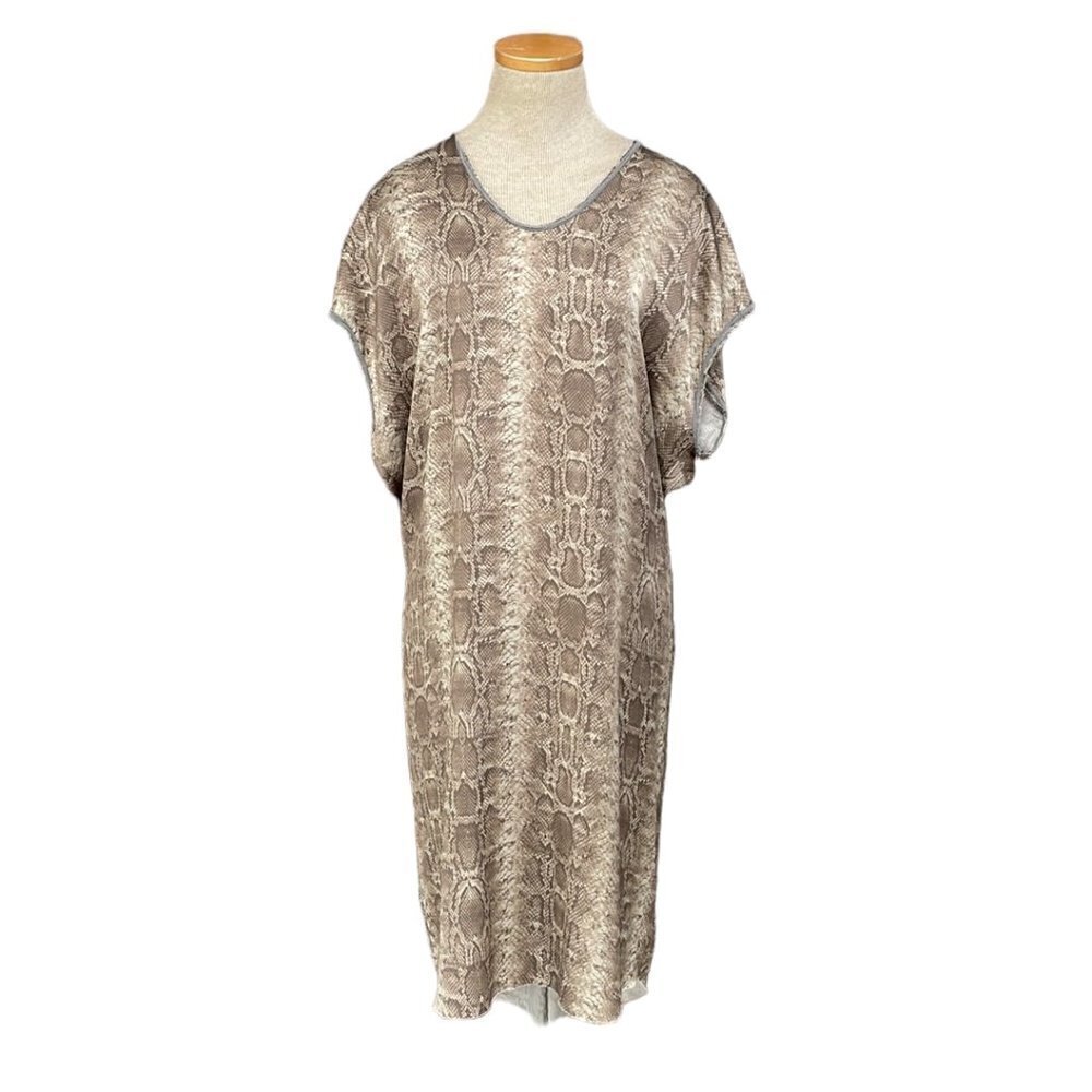 Aquarius Cocktail Julz Sloppy V Dress NWT Silk Midi Snakeskin Python Brown Small